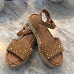 rocket dog Tan Espadrille Sandals with Gold Studs